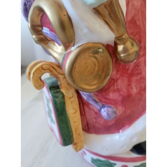 Lotus vintage Santa cookie jar Christmas jester teddy bear ceramic canister Xmas - Picture 7 of 11